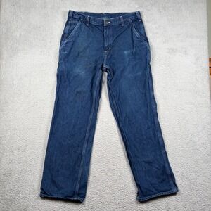 Carhartt Dungaree Fit Carpenter Jeans Mens 34x32 Dark Wash Denim Work Pants